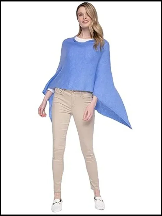 Luxe Cashmere Poncho Topper Lightweight Soft Cozy Versatile Elegant Chic - Picture 5 of 7